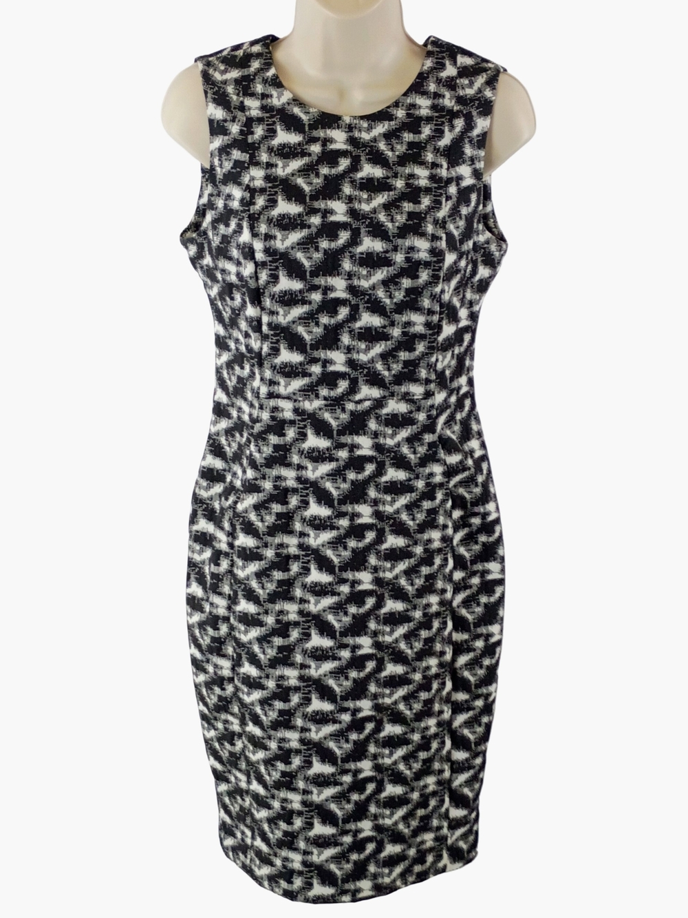 Calvin Klein Black and White Sleeveless Sheath Midi Dress - Picture 2 of 9